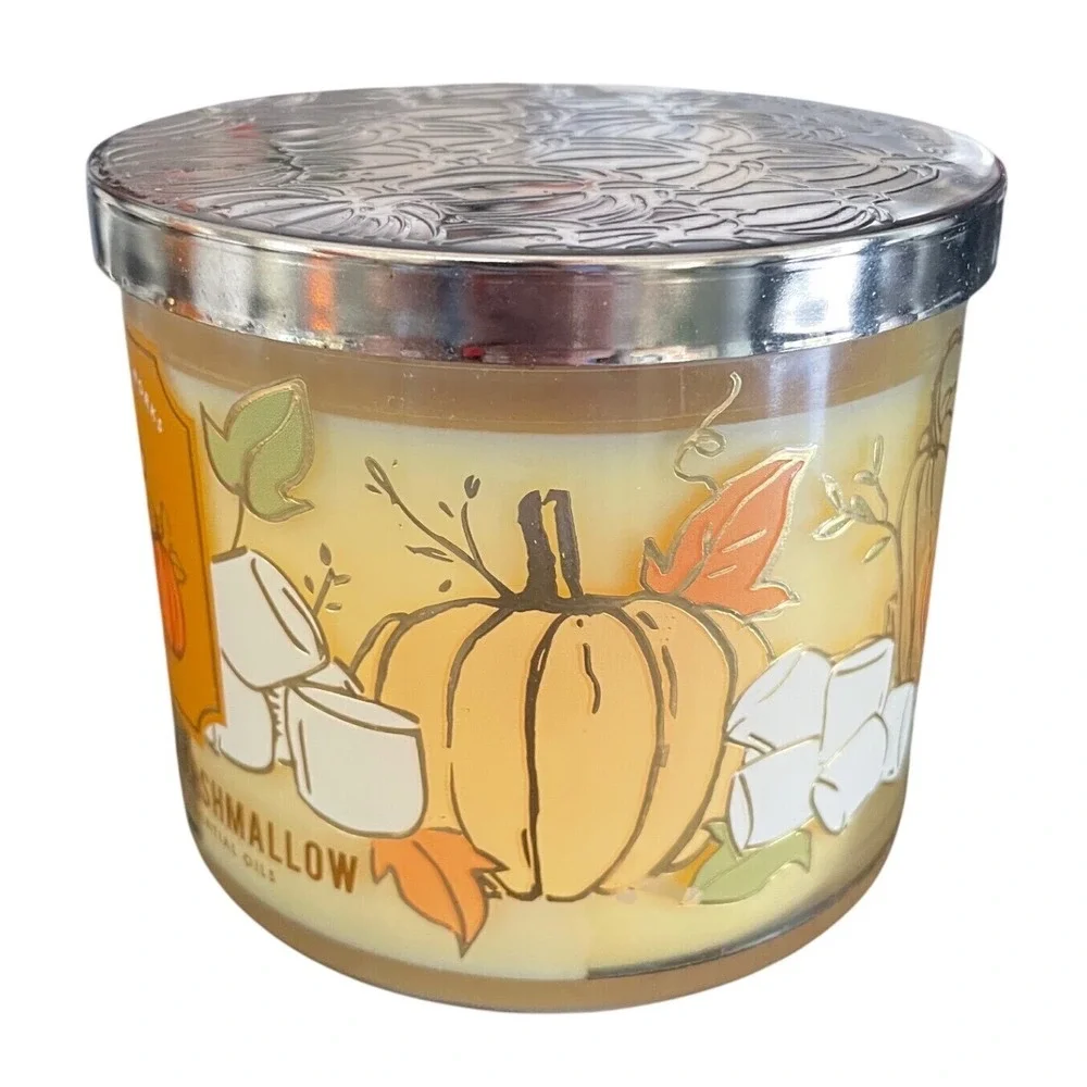 Bath Body Works Vanilla Pumpkin Marshmallow 3-Wick Candle Retired Fox packaging